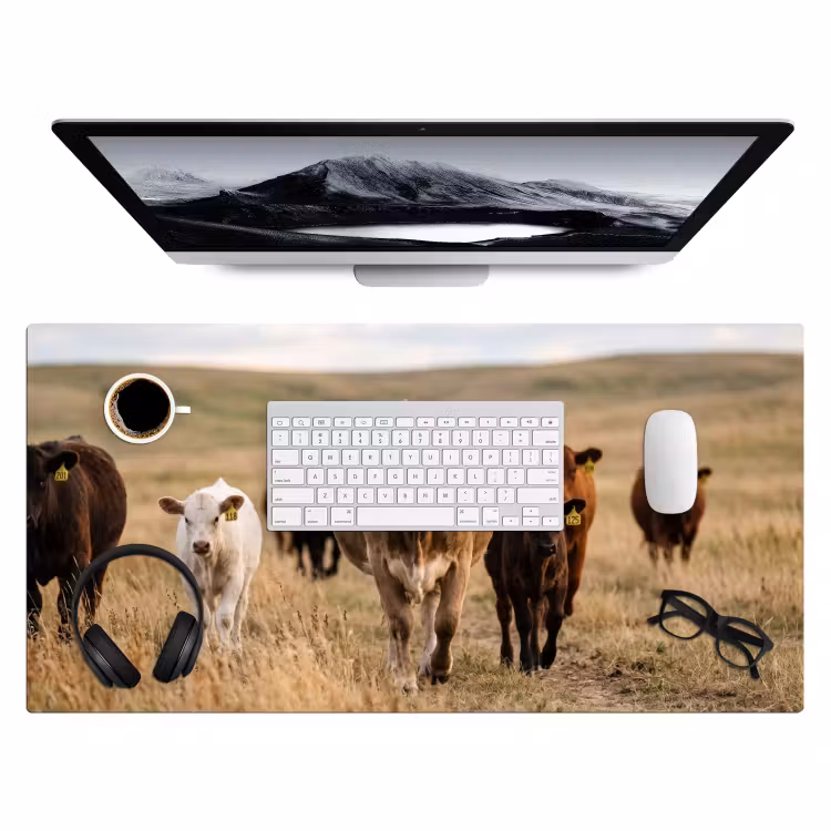 Runderen - Kudde - Landschap - Weide - Rustig Muismat XXL klein -3d