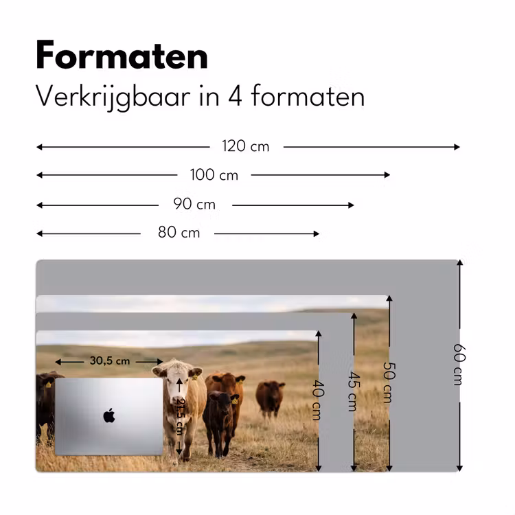 Runderen - Kudde - Landschap - Weide - Rustig Muismat XXL klein -sfeer5