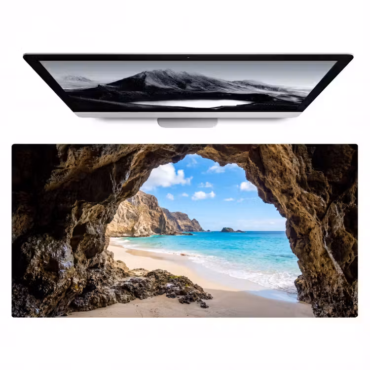 Grot - Strand - Zee - Blauw Muismat XXL klein -zzz3d