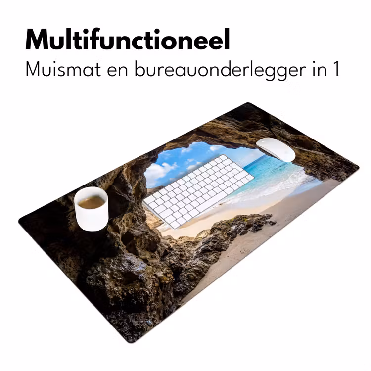 Grot - Strand - Zee - Blauw Muismat XXL klein -sfeer4
