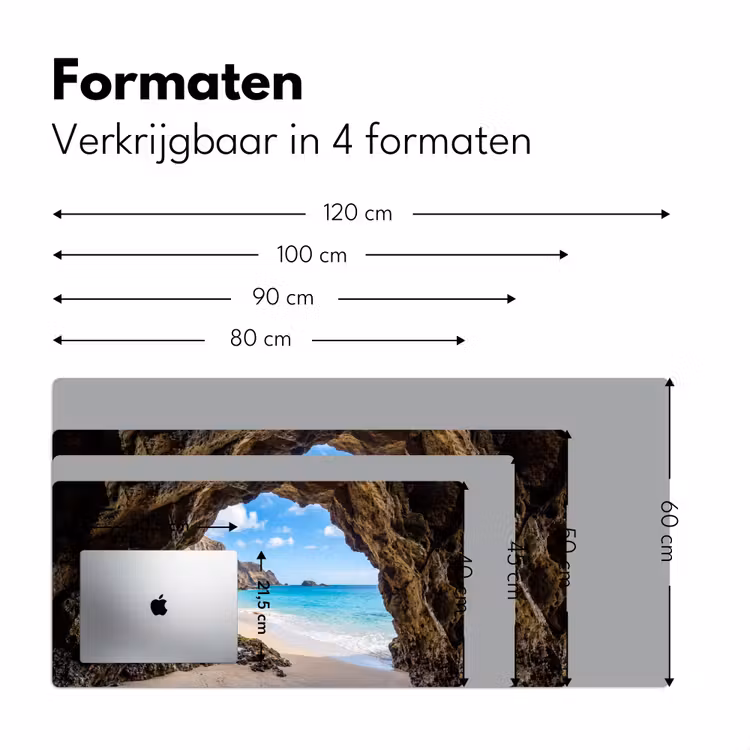 Grot - Strand - Zee - Blauw Muismat XXL klein -sfeer5