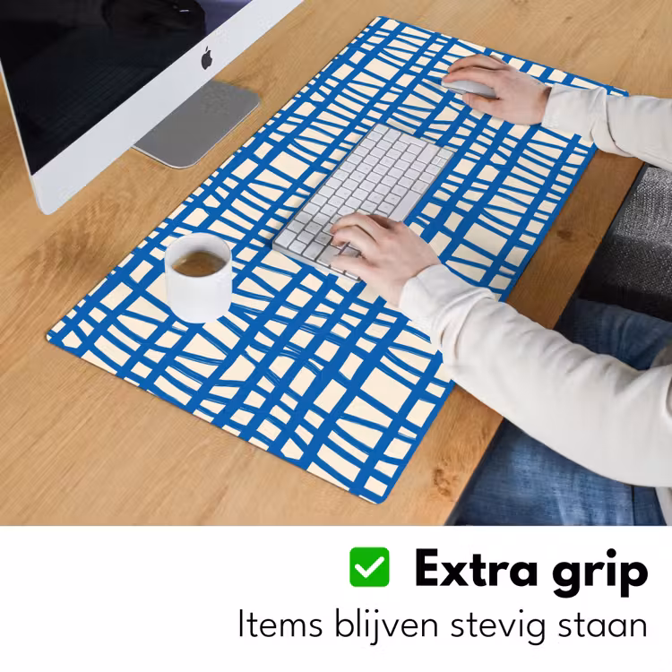 Ruitpatroon - Blauw - Crème Muismat XXL klein 681 -sfeer3