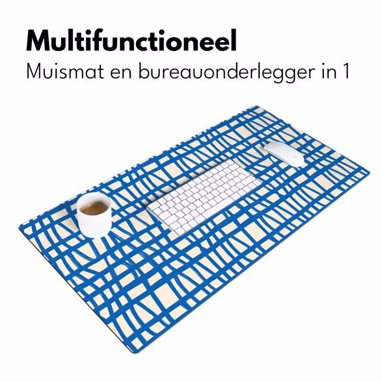 Ruitpatroon - Blauw - Crème Muismat XXL klein 681 -sfeer4