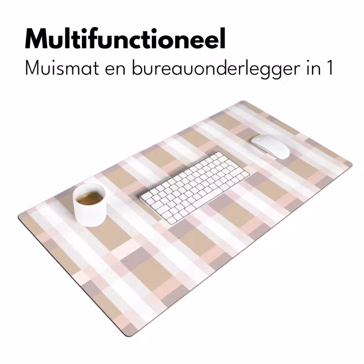 Ruitpatroon - Aardetinten - Minimalistisch Muismat XXL klein 681 -sfeer4