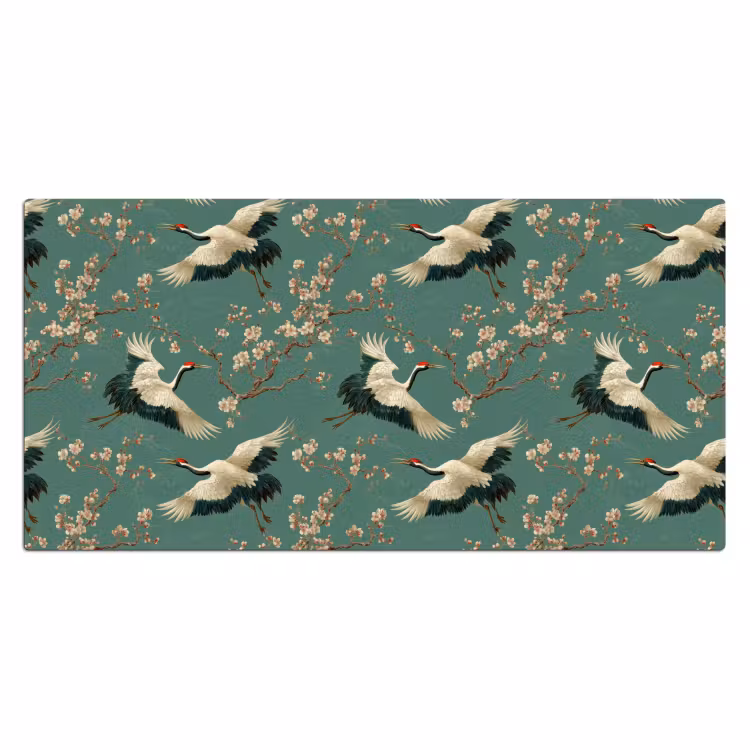 Kersenbloesem - Kraamvogels - Groen Muismat XXL klein 681 -3d_leeg