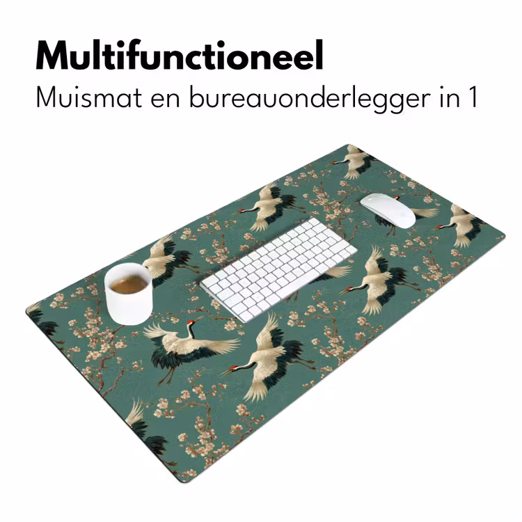 Kersenbloesem - Kraamvogels - Groen Muismat XXL klein 681 -sfeer4