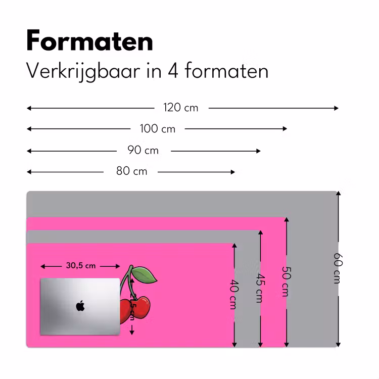 Kers - Roze - Fruit Muismat XXL klein -sfeer5