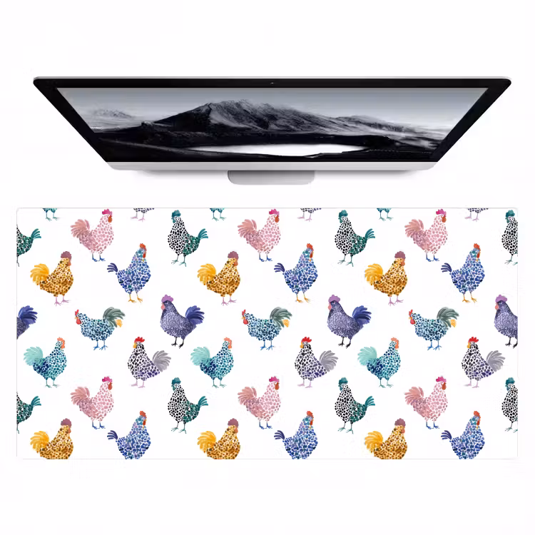 Kippen -Aquarel - Kleurrijk Muismat XXL klein 681 -zzz3d