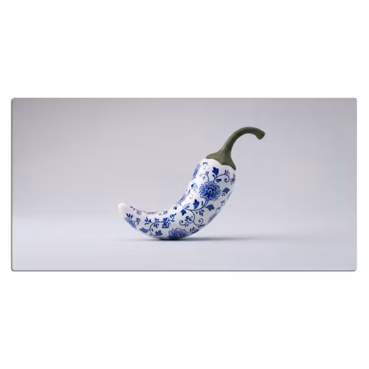 Chilipeper - Keramiek - Blauw Muismat XXL klein -3d_leeg