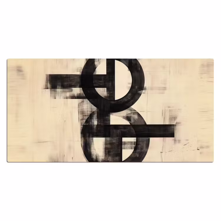 Cirkels - Balken - Zwart - Abstract Muismat XXL klein -3d_leeg