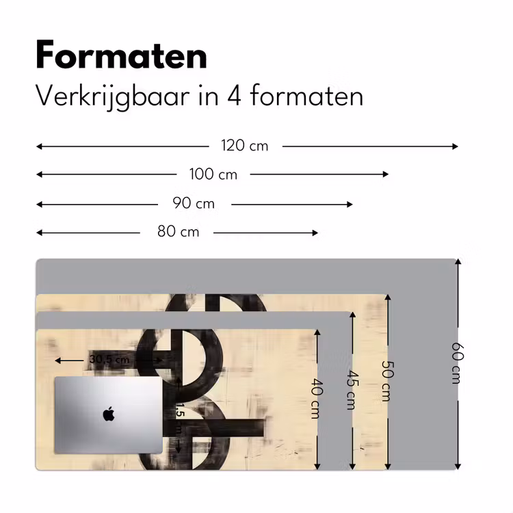 Cirkels - Balken - Zwart - Abstract Muismat XXL klein -sfeer5