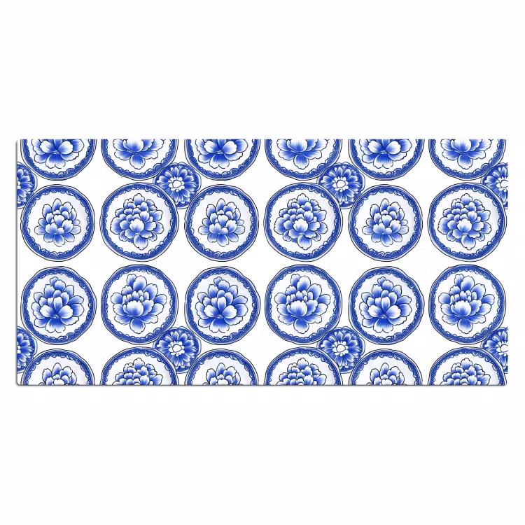 Cirkels - Bloemen - Blauw Muismat XXL klein 681 -3d_leeg