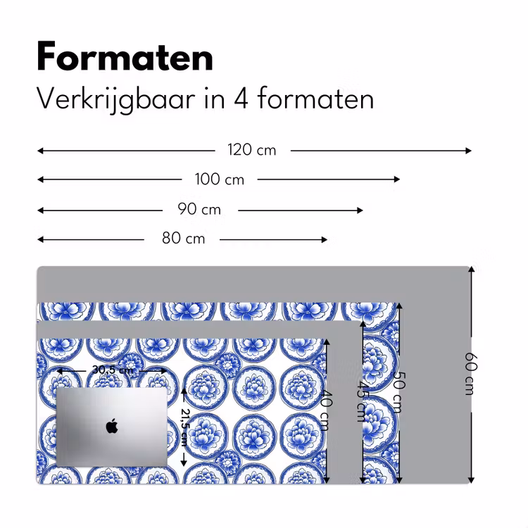 Cirkels - Bloemen - Blauw Muismat XXL klein 681 -sfeer5