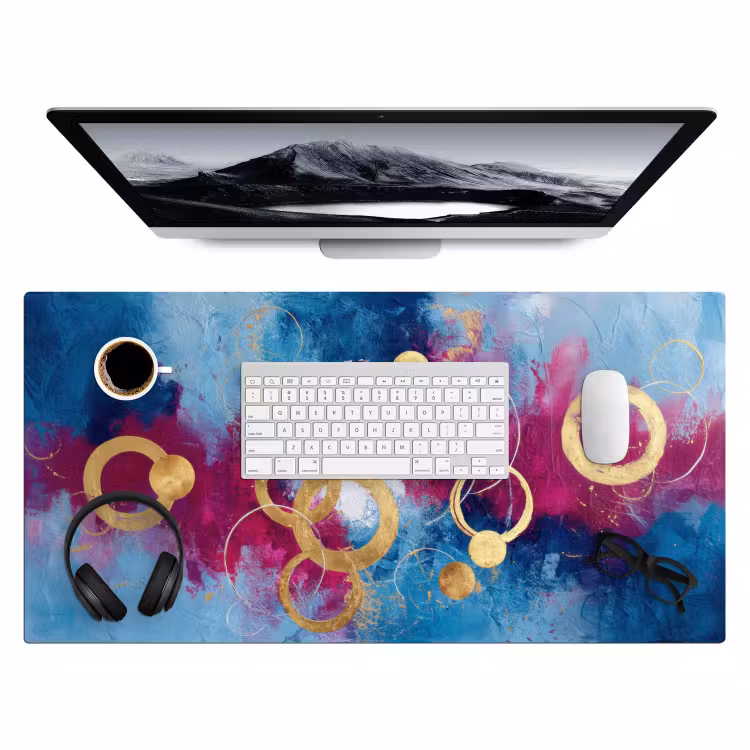 Cirkels - Goud - Abstract Muismat XXL klein -3d