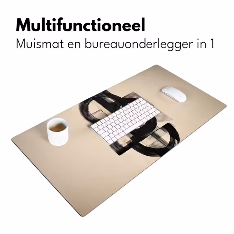 Cirkels - Lijnen - Vormen - Zwart Muismat XXL klein -sfeer4