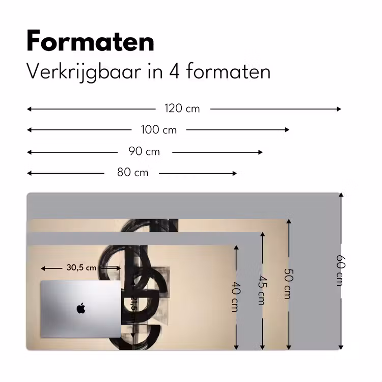Cirkels - Lijnen - Vormen - Zwart Muismat XXL klein -sfeer5