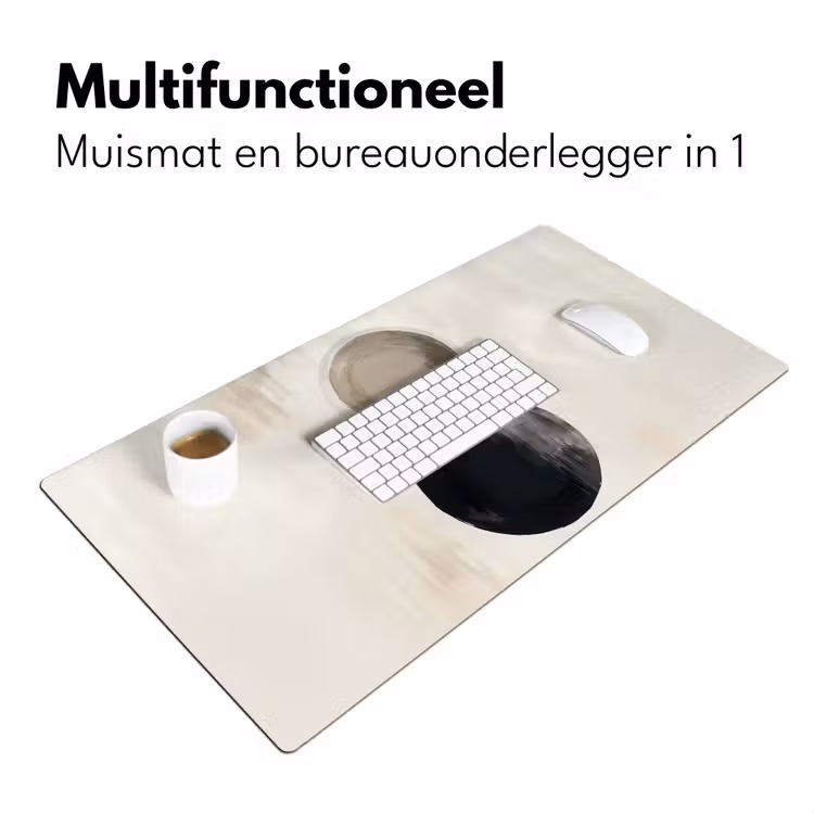 Cirkels - Vorm - Beige - Abstract Muismat XXL klein -sfeer4