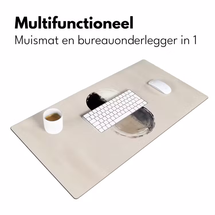 Cirkels - Strepen - Minimalistisch - Zwart Muismat XXL klein -sfeer4
