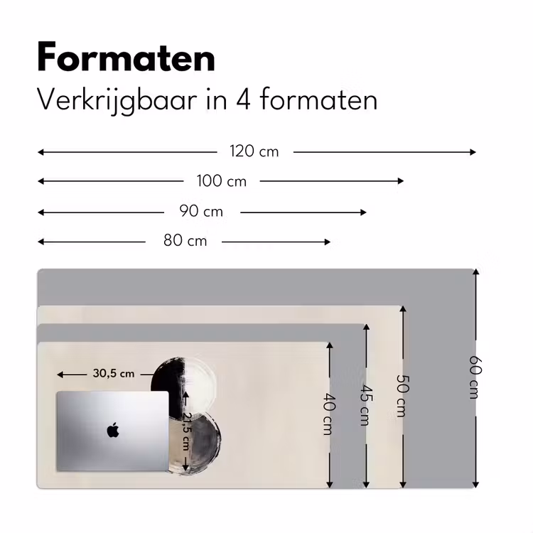 Cirkels - Strepen - Minimalistisch - Zwart Muismat XXL klein -sfeer5