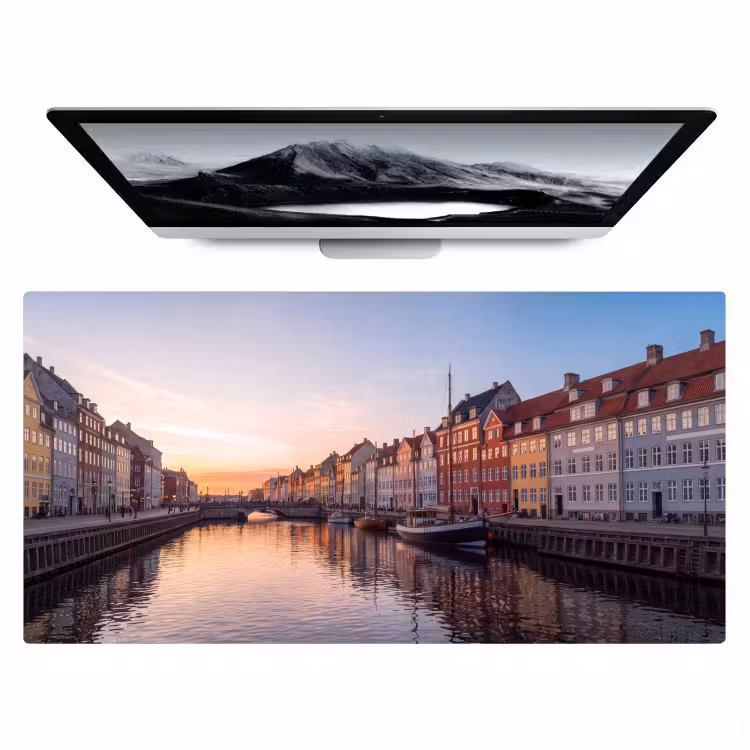 Stad - Gracht - Zonsondergang - Klassiek - Kleurrijk Muismat XXL klein -zzz3d
