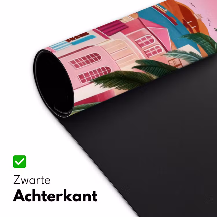 Stad - Roze - Palmbomen Muismat XXL klein -sfeer2