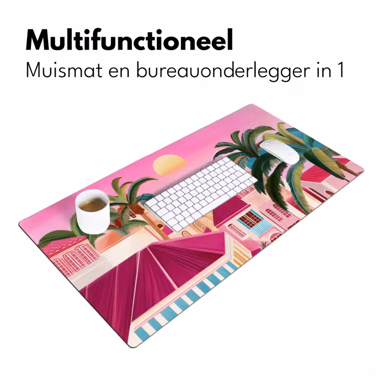 Stad - Roze - Palmbomen Muismat XXL klein -sfeer4