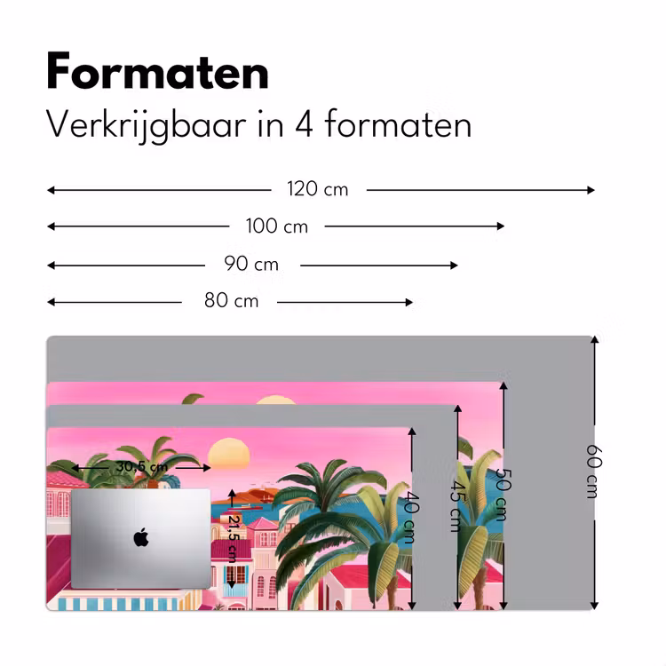 Stad - Roze - Palmbomen Muismat XXL klein -sfeer5