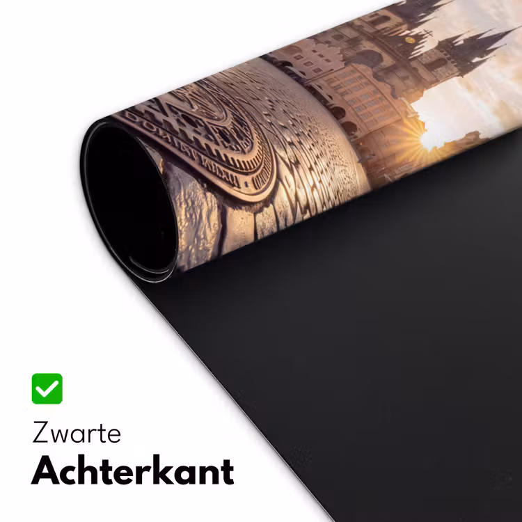 Stad - Praag - Ochtend - Architectuur - Goud Muismat XXL klein -sfeer2