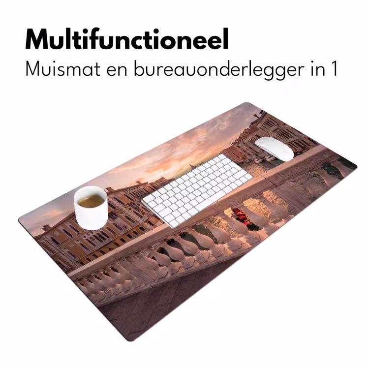Stad - Venetië - Kanaal - Zonsopgang - Architectuur - Goud Muismat XXL klein -sfeer4