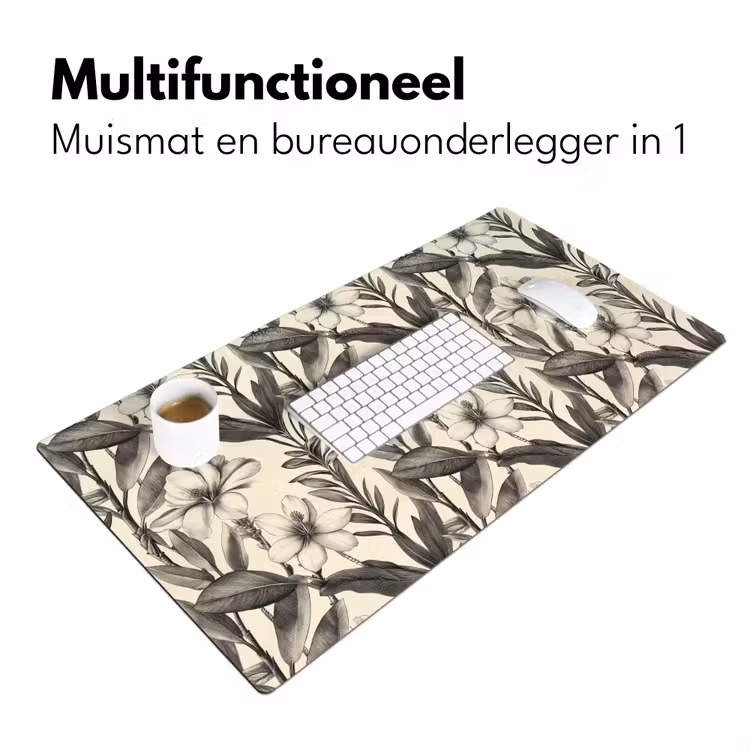 Klassiek - Botanisch - Zwart - Beige Muismat XXL klein 681 -sfeer4