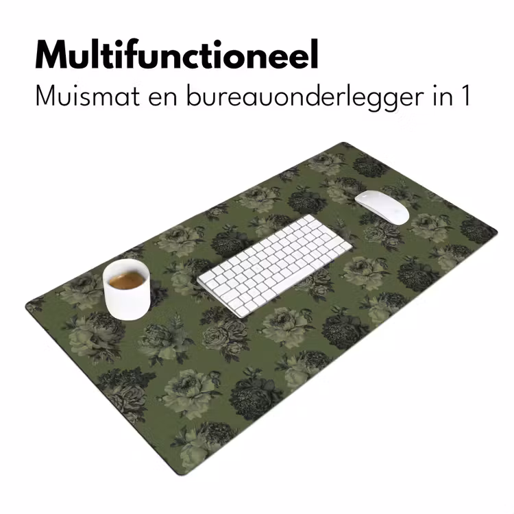 Klassiek - botanisch - olijfgroen - bloemen Muismat XXL klein 681 -sfeer4