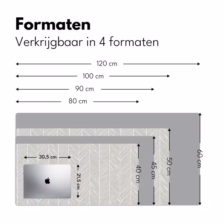 Klassiek - Visgraat - Grijs Muismat XXL klein 681 -sfeer5