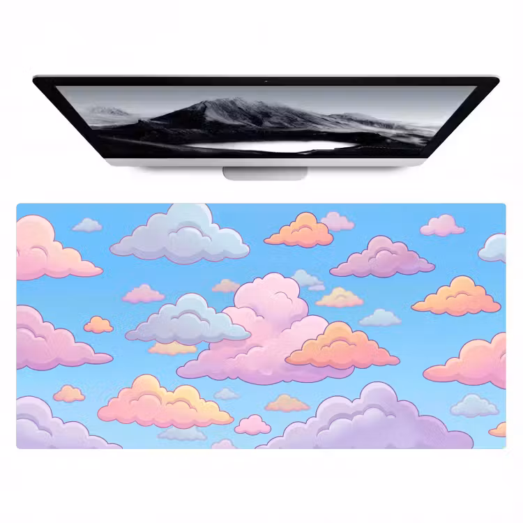 Wolk - Lucht - Natuur - Illustratie - Pastel Muismat XXL klein -zzz3d