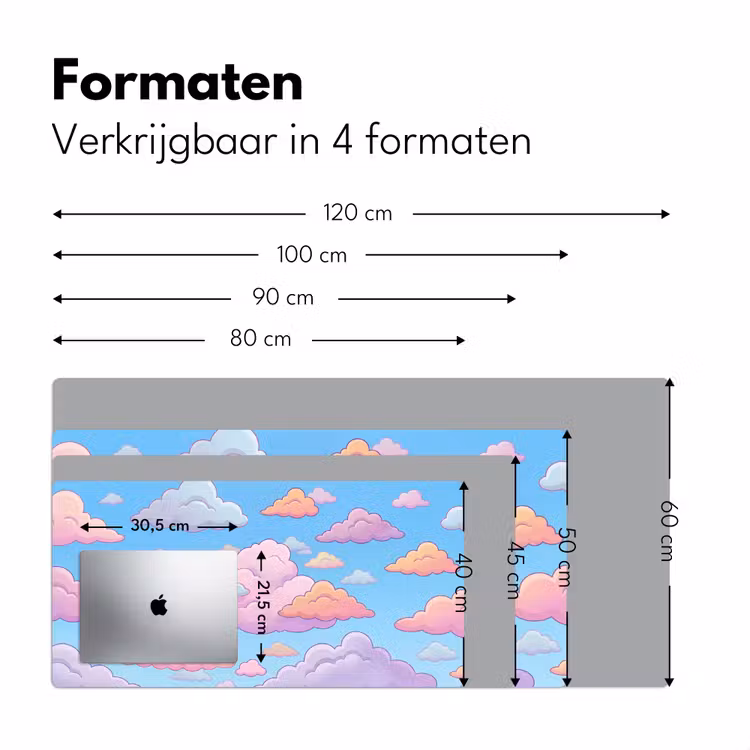 Wolk - Lucht - Natuur - Illustratie - Pastel Muismat XXL klein -sfeer5
