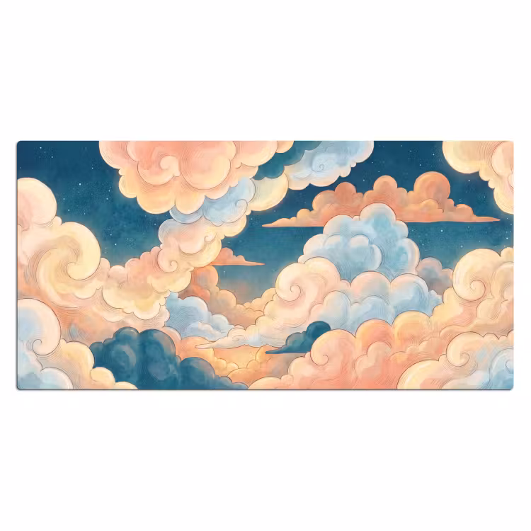 Wolk - Lucht - Natuur - Illustratief - Oranje Muismat XXL klein -3d_leeg