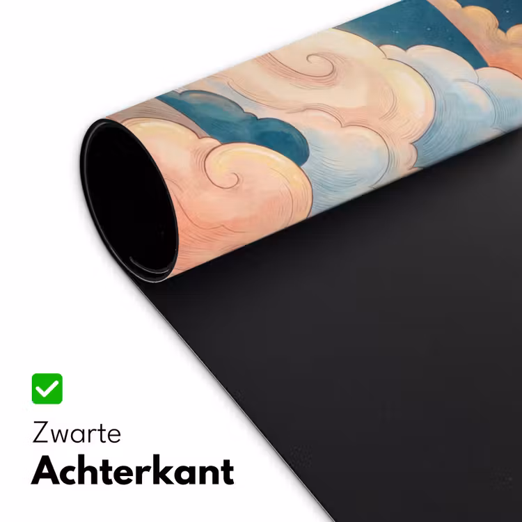 Wolk - Lucht - Natuur - Illustratief - Oranje Muismat XXL klein -sfeer2