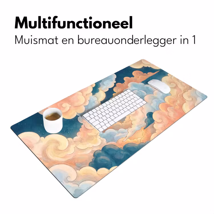 Wolk - Lucht - Natuur - Illustratief - Oranje Muismat XXL klein -sfeer4