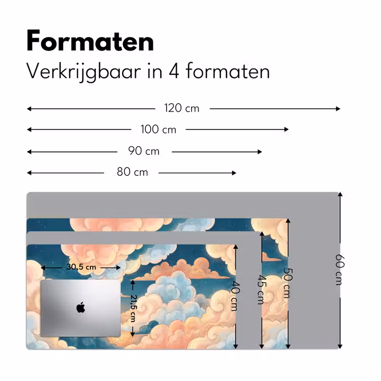 Wolk - Lucht - Natuur - Illustratief - Oranje Muismat XXL klein -sfeer5