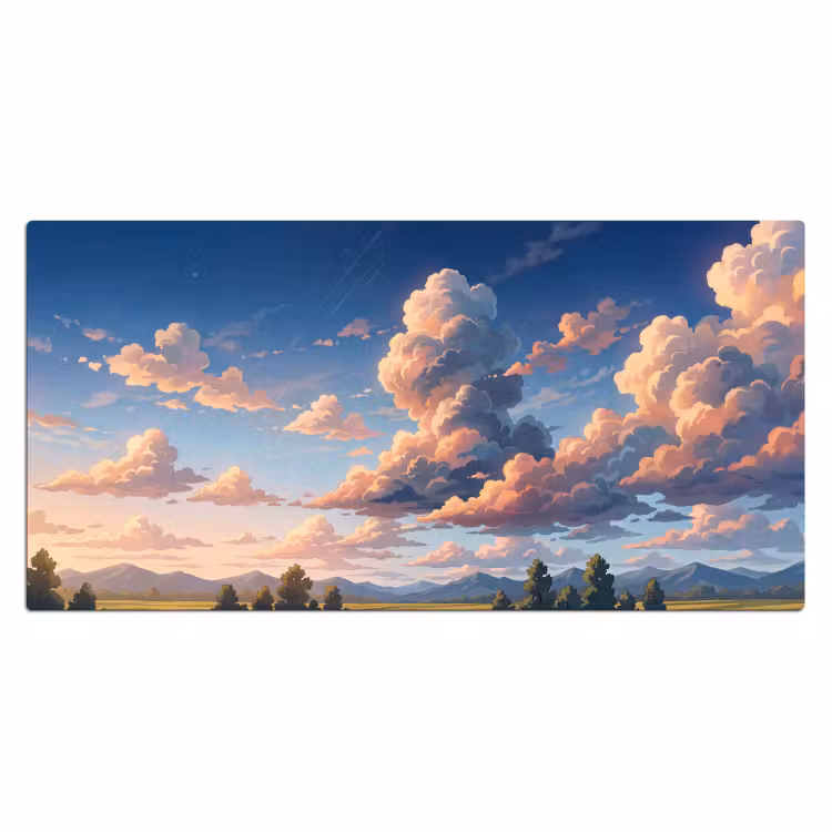 Wolken - Daghemel - Natuur - Illustratie - Oranje Muismat XXL klein -3d_leeg