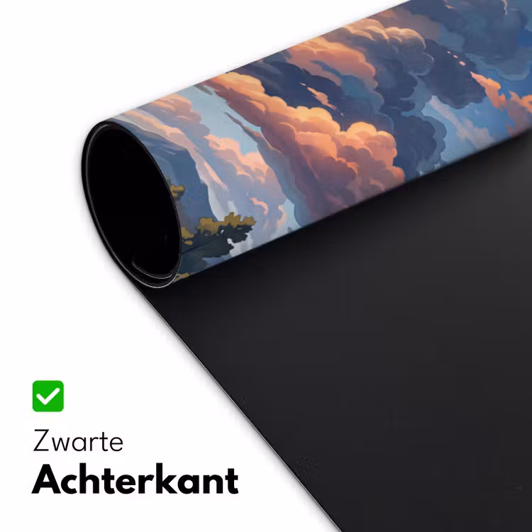 Wolken - Daghemel - Natuur - Illustratie - Oranje Muismat XXL klein -sfeer2