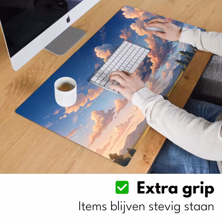 Wolken - Daghemel - Natuur - Illustratie - Oranje Muismat XXL klein -sfeer3