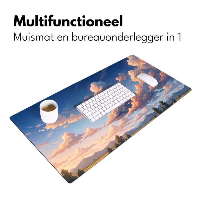 Wolken - Daghemel - Natuur - Illustratie - Oranje Muismat XXL klein -sfeer4