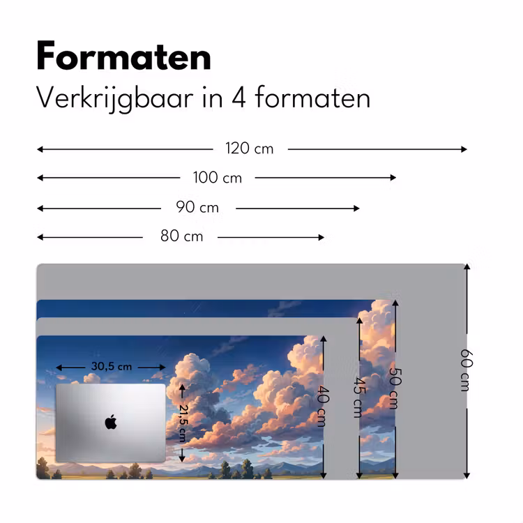 Wolken - Daghemel - Natuur - Illustratie - Oranje Muismat XXL klein -sfeer5