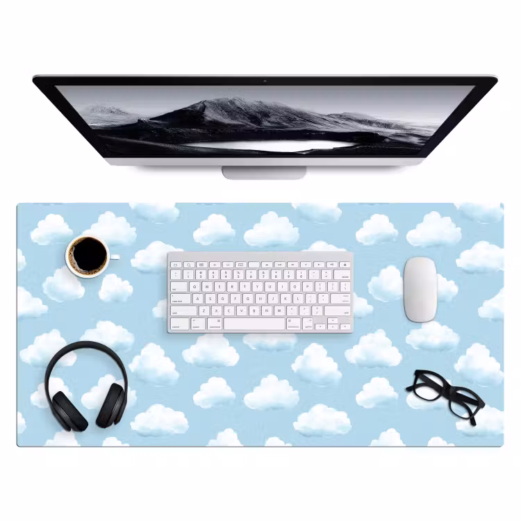 Wolken - Illustratie - Blauw Muismat XXL klein 681 -3d