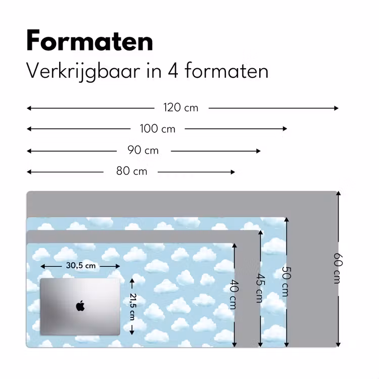 Wolken - Illustratie - Blauw Muismat XXL klein 681 -sfeer5