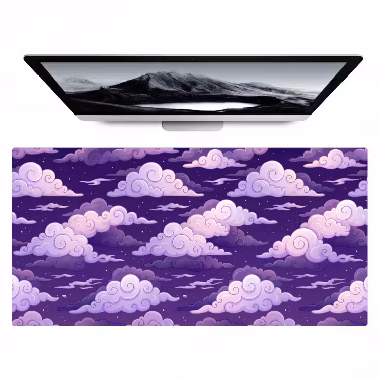 Wolken - Nacht - Natuur - Abstract - Paars Muismat XXL klein -zzz3d