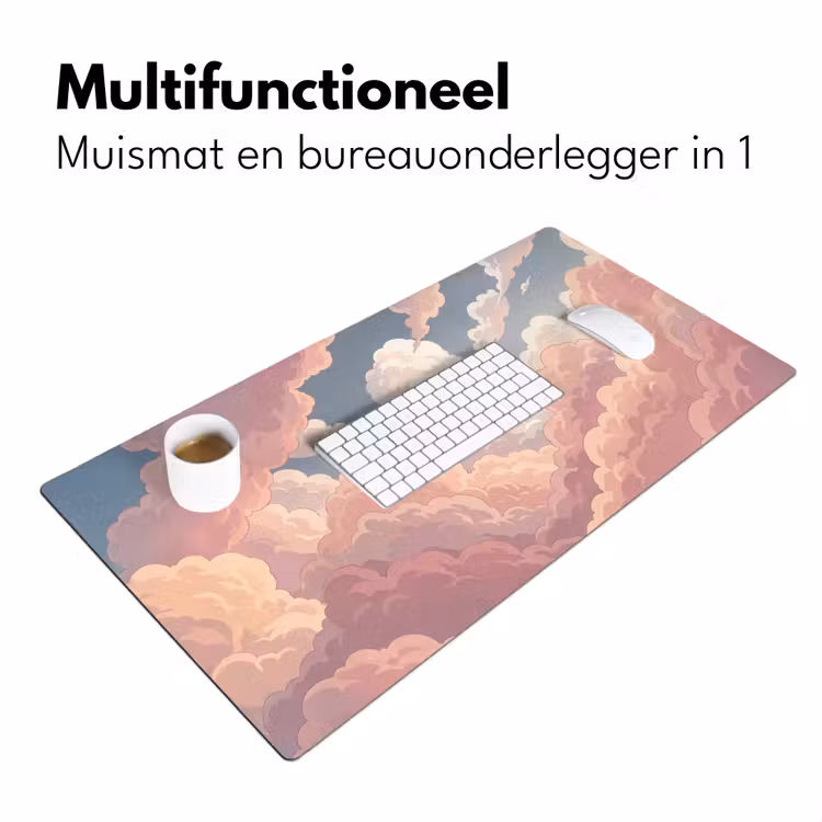 Wolken - Lucht - Natuur - Pastel - Roze Muismat XXL klein -sfeer4
