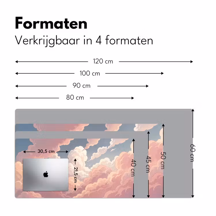 Wolken - Lucht - Natuur - Pastel - Roze Muismat XXL klein -sfeer5