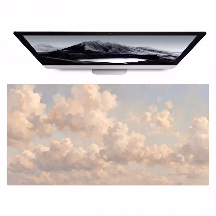 Wolken - Zacht - Natuur - Klassiek - Beige Muismat XXL klein -zzz3d