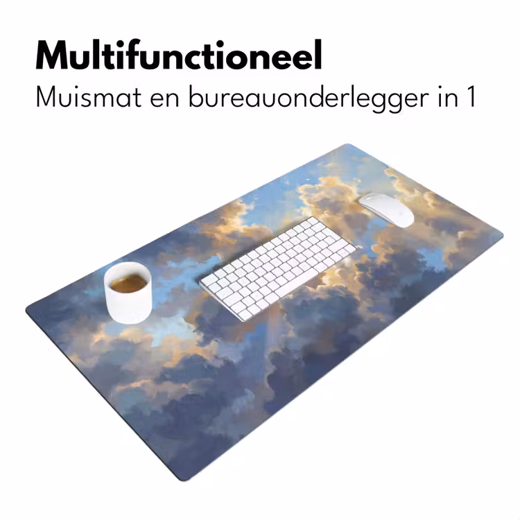 Wolken - Zonnestralen - Natuur - Abstract - Blauw Muismat XXL klein -sfeer4